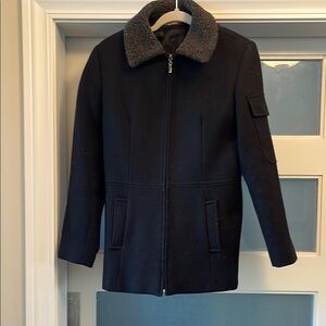 Wool Coat with Gray Collar